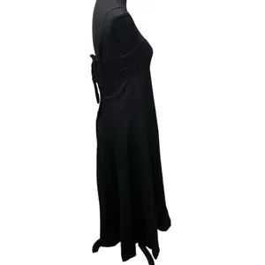 DISSH Black Linen Halter Tie Back Maxi Dress Womens Size US 8 Minimalist Coastal thumbnail 5