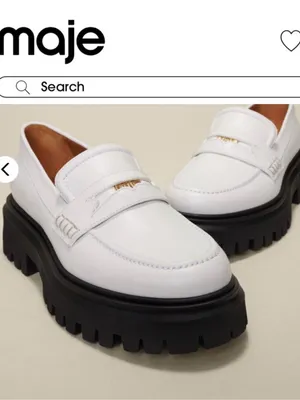 Like New Maje Leather Platform Loafers White Size 10.5 Retail $435.00 thumbnail 8