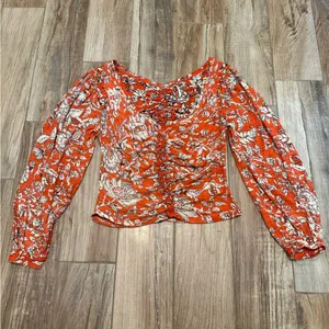 Free People Floral Say the Word Ruched Long Sleeve Top thumbnail 2