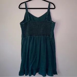 Old Navy Size XL Dark Chambray Denim Mini Dress Babydoll Ruffle Casual Soft Girl thumbnail 4