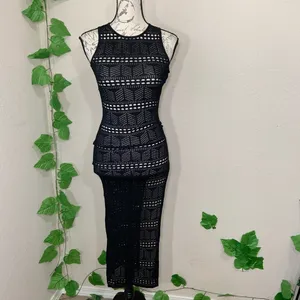 Windsor Black Lace Crochet Swim Coverup Dress New thumbnail 8