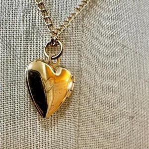 Gold tone triple chain heart locket pendant necklace thumbnail 6