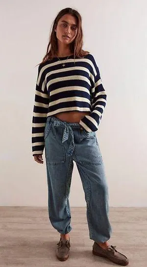 Free People We The Free Glitch Dropped Pull-On Jeans Size S thumbnail 1