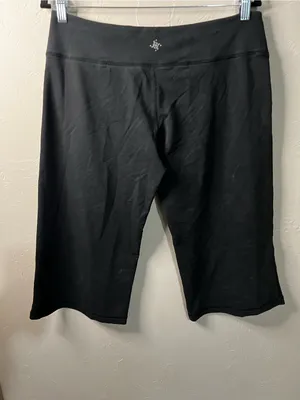 Sansara Black Yoga Wide Leg Crop Capri Leggings Mid Rise Athleisure thumbnail 6