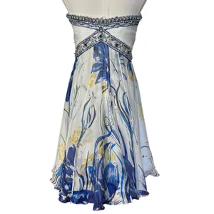Terani Cocktail Dress 100% Silk Y2K Fairy Beaded Short Sheer Lined Flowy SZ 2 thumbnail 5