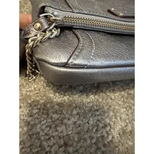 Kate Spade New York Metallic Leather Pewter Bag Shoulder Chain Strap/clutch Y2k thumbnail 13