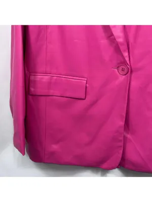 Sans Souci Hot Pink Faux Leather Blazer Jacket Women’s Size Medium New thumbnail 3
