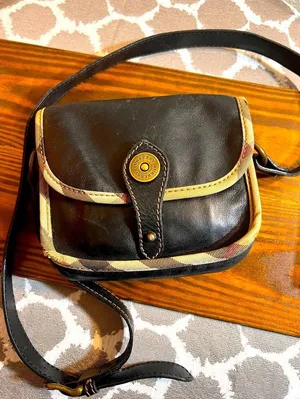 Burberry Vintage Black Crossbody Bag with Nova Check trim magnetic snap on flap thumbnail 1
