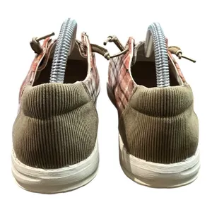 True Craft Plaid Slip On Loafers‎ Womens 7.5M Orange Brown Corduroy Comfortable Fall thumbnail 4