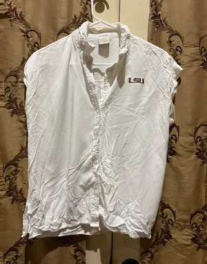 LSU Button Up Polo White Size M thumbnail 1