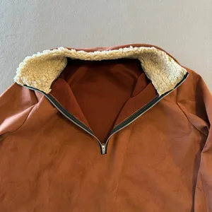 Women's Lightweight Pull Over with Sherpa Style Edging Jacket Size Medium #26055 thumbnail 4