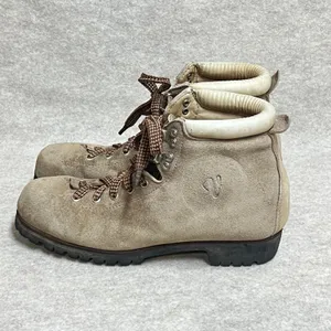 Vintage Vasque Tan Suede Hiking Boots Vibram Sole Made in Italy 7504 Women 8.5 M thumbnail 4
