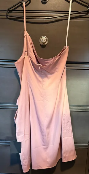 Lulus light pink one shoulder short dress thumbnail 2