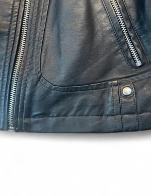 Urban Republic black leather jacket with zipper and button closure, size M #bikerchic #edgy thumbnail 4