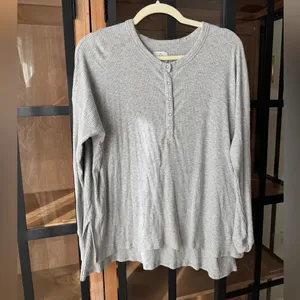 Aerie Henley Pullover long sleeve tee waffle knit ribbed oversized top thumbnail 9