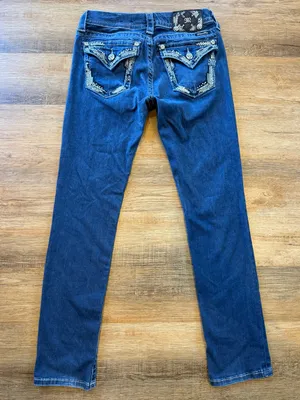 Miss Me Y2K Inspired Embellished Back Pocket Straight Jeans in Blue Wash size 28 thumbnail 3