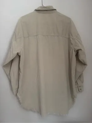 Offline by Aerie Corduroy Half Zip Shacket Women’s Medium Beige Oversized Cotton thumbnail 2