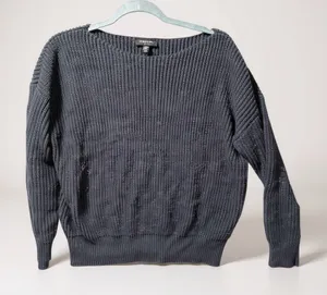 Kenneth Cole New York Women's Navy Blue Ribbed Boat Neck‎ Long Sleeve Sweater XL thumbnail 1