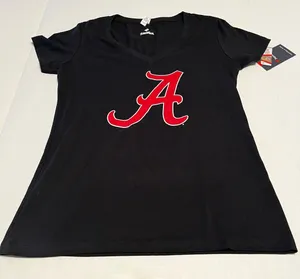 Fanatics Alabama Womens SZ Large Black Fitted Short Sleeve Shirt‎ Roll Tide NEW thumbnail 1
