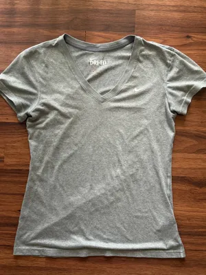 Nike Dri-FIT Women's Grey V-Neck Performance T-Shirt thumbnail 1
