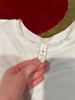 Lululemon White High Neck Running and Training T Shirt Short Sleeve Size 4 thumbnail 2