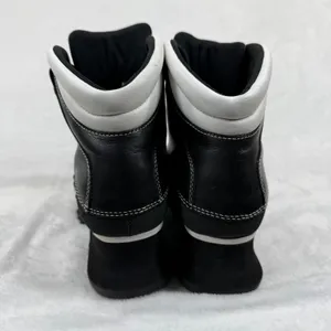 Timberland Black Leather Heeled Ankle‎ Boots Contrast Stitching Lace Up 7.5 READ thumbnail 6