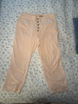 Pilcro Light Peach/Pale Pink Button-Front Crop Pants thumbnail 1