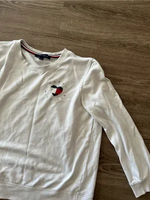 Tommy Hilfiger Womens Crewneck Sweatshirt Large White Heart Logo Cotton Preppy thumbnail 7