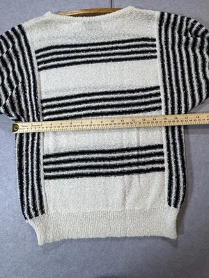 Vintage Shopely Knits Black and White Striped Knit thumbnail 5