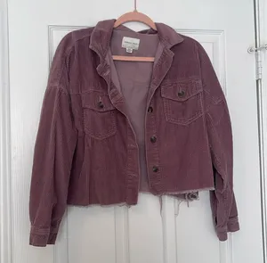 American Eagle purple corduroy cropped top thumbnail 1