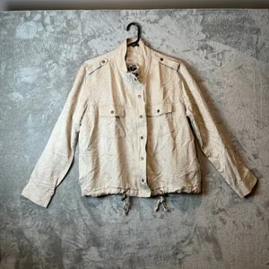 RAILS Collins White Mini‎ Cheetah Jacket Size Large Tencel Linen Cream New thumbnail 2
