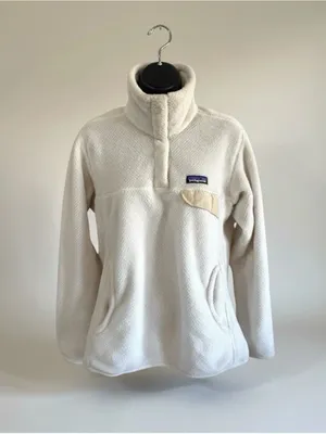 Patagonia Women’s Fleece Jacket White Size M Quarter Button Up thumbnail 2