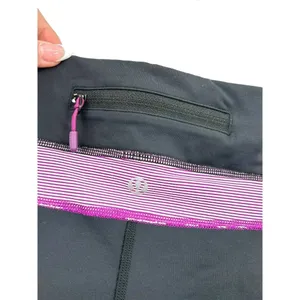 Lululemon‎ Take Flight Bike Shorts Black Purple Stripe Size 10 thumbnail 5