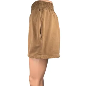12th Tribe Oakley Women's Brown Pleated Pockets Mini Lounge Sweat Shorts Sz S/M thumbnail 2