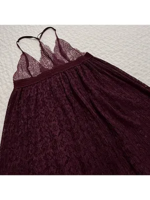 Victoria’s Secret Burgundy Plum Babydoll Slip Lingerie Sheer Lace Sz M Medium thumbnail 10