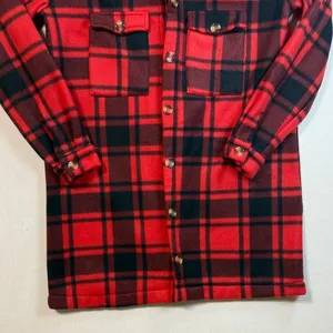 Romantic Hut Stylish Red and Black Plaid Trench Coat thumbnail 4