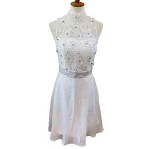 NWT TS Couture White Rhinestone Chiffon Formal Dress Size 8 thumbnail 14