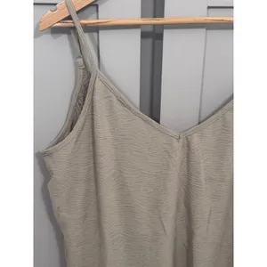 Sage Green Textured Lace Trim Tie Back Camisole Adjustable Strap V-Neck Tank Top thumbnail 4