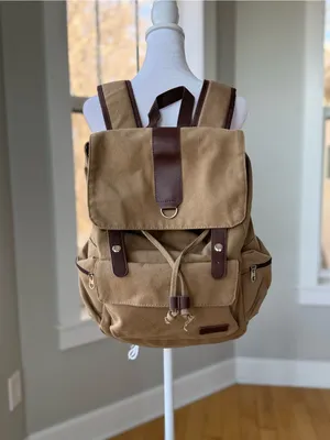 Bella Russo Tan Brown Nylon Drawstring Backpack thumbnail 12