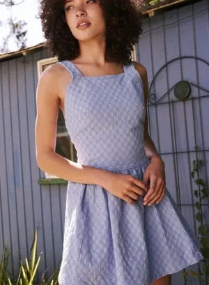 Free People Free-Est Va Va Volume Mini Dress Jacquard Criss-Cross New thumbnail 1