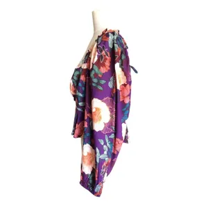 Band of the Free NWT Floriane Purple Floral Balloon Sleeve Crop Top Women Large thumbnail 7