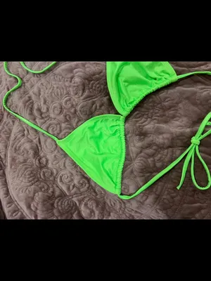 Neon Green Triangle String Bikini Top - Women Swim Bikini thumbnail 3