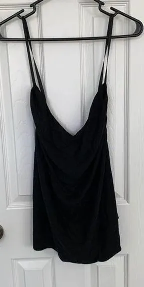 Grace Karin women’s‎ size 2XL plus size black shiny tank top cross strap back thumbnail 1