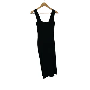 REFORMATION Cassi Black Knit Ribbed Square Neck Sleeveless Slit Midi Dresss thumbnail 12