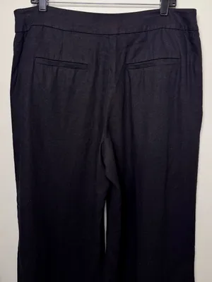 The LOFT Clean Wide Leg Pants in Linen Blend Black Size 14 thumbnail 6