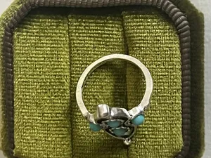 Vintage/Boho Design Blue Turquoise Stainless Steel Silver Statement Ring Size 6 thumbnail 3