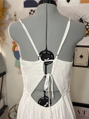 Abercrombie & Fitch White Open Back Button Front Maxi Dress thumbnail 8