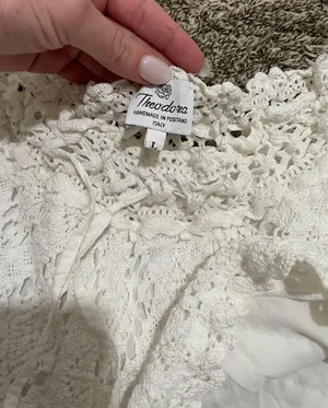 Handmade White Crochet Lace Lined Shorts thumbnail 2