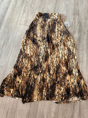 Snake-Print Maxi Skirt in Brown thumbnail 4
