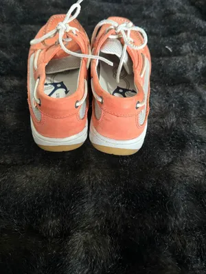 LL Bean Women's Size 7.5 W Orange Leather Slip On Boat Shoes thumbnail 3